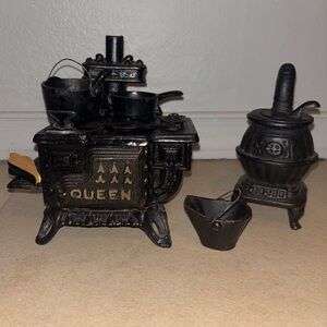 Dollhouse Miniature 1:12 Old Fashioned Cast Iron Stove With Accessories 17 piece